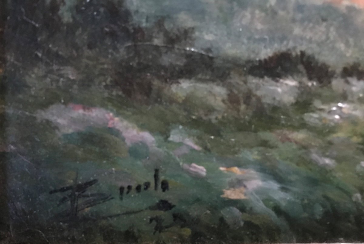 Oil On Cardboard, "landes Landscape", Pine Forest Signed And Dated 29 For 1929.-photo-2