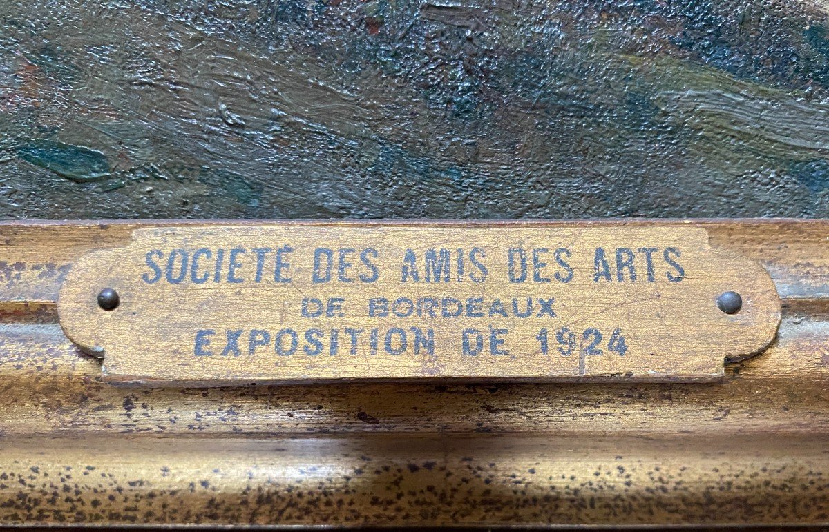 Henri Grosjean Paysage Vue Du Jura 1924 Cartouche d'Exposition Société Des Arts De Bordeaux-photo-3