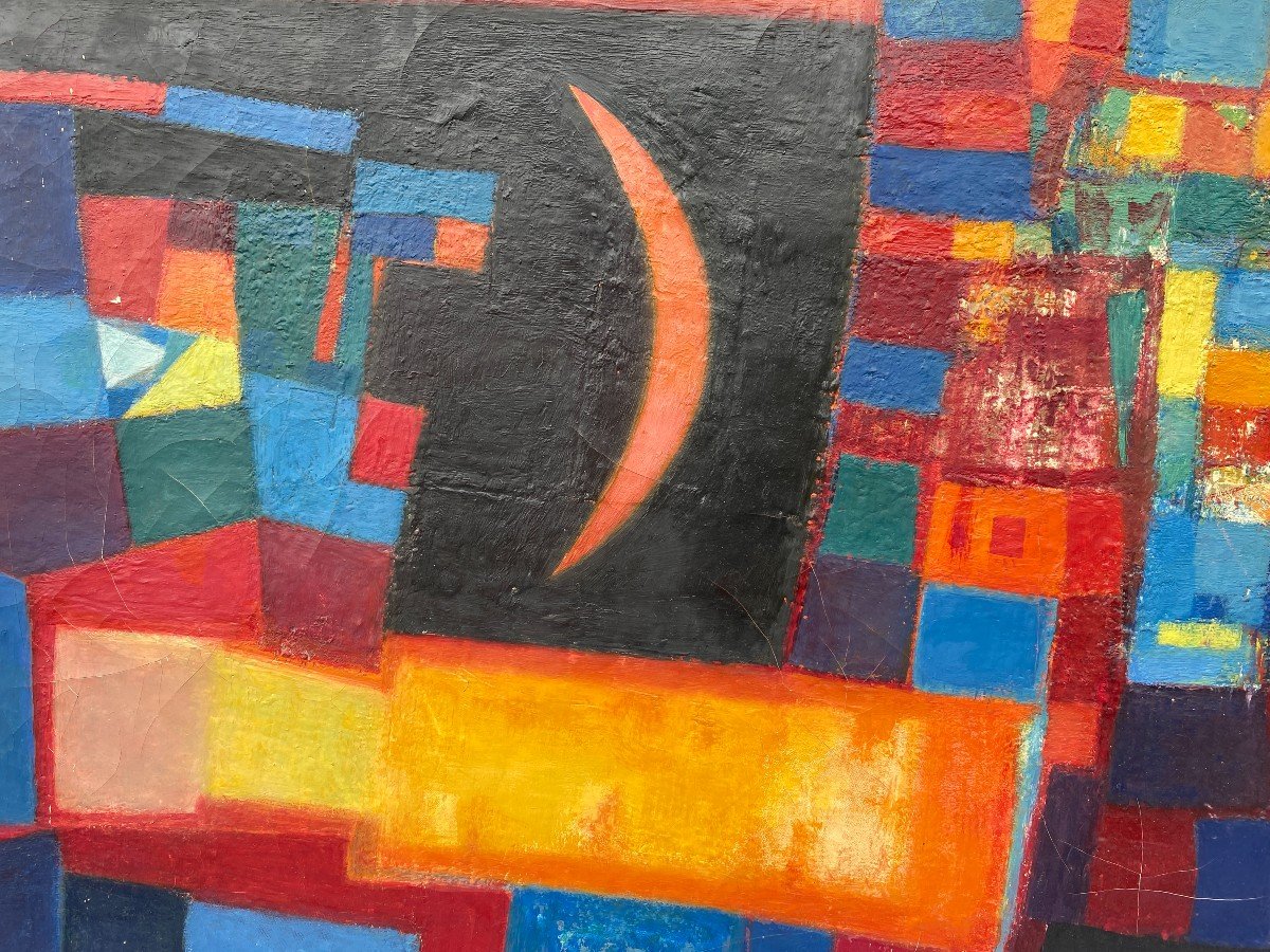 Jacques Englebert (1925) Composition Abstraite Huile Sur Toile 1960 1970-photo-3