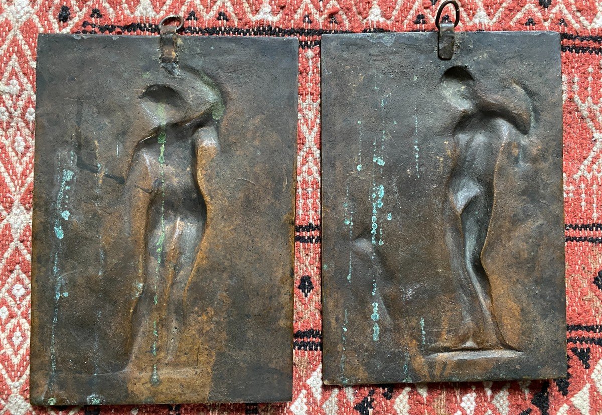 Bas-reliefs à l'Antique En Bronze Barbedienne (non Signés) XIXème Siècle-photo-4