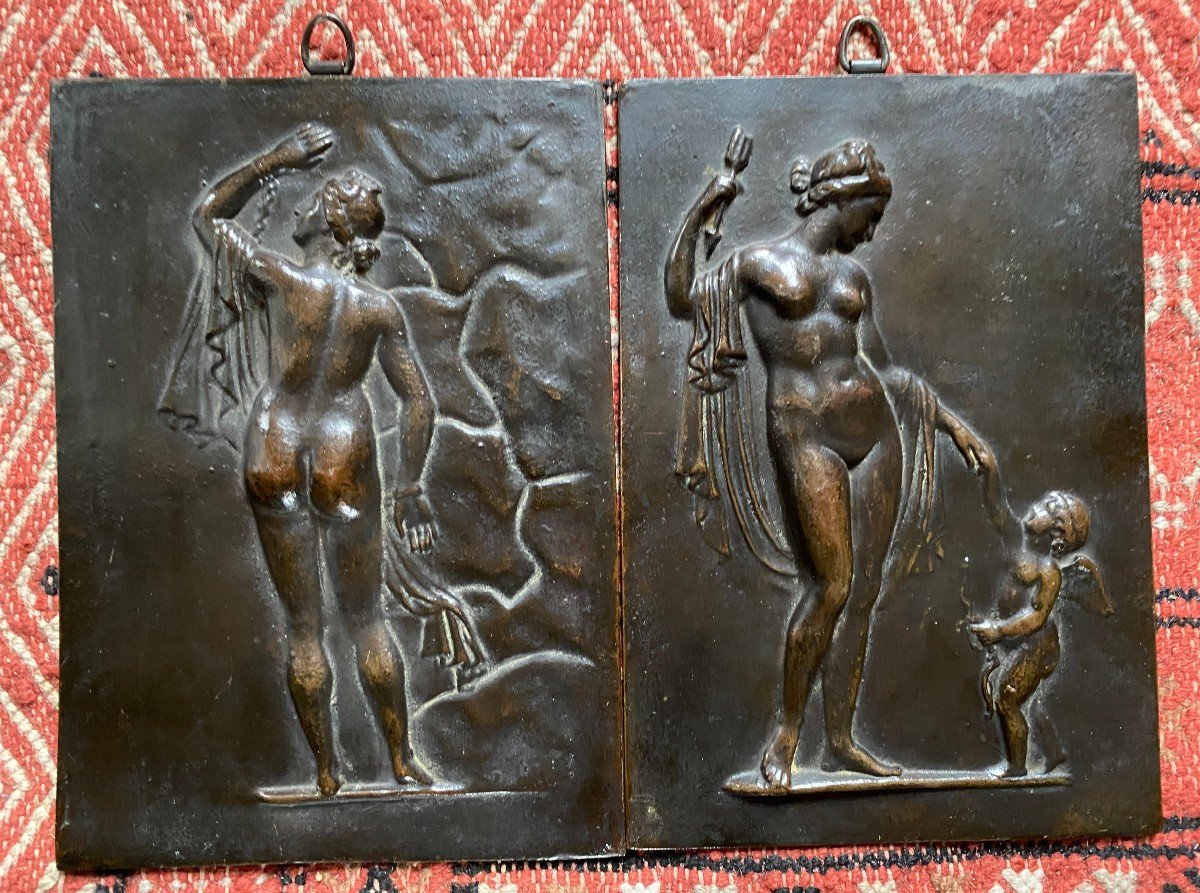 Bas-reliefs à l'Antique En Bronze Barbedienne (non Signés) XIXème Siècle