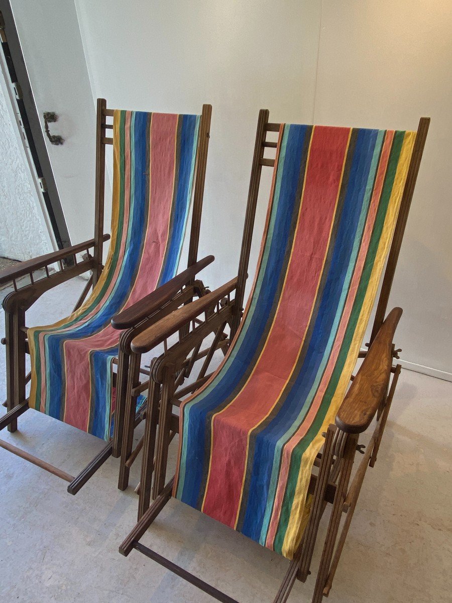 Fauteuils Transats Jardin Chaises Longues Vers 1930 Art Déco-photo-4