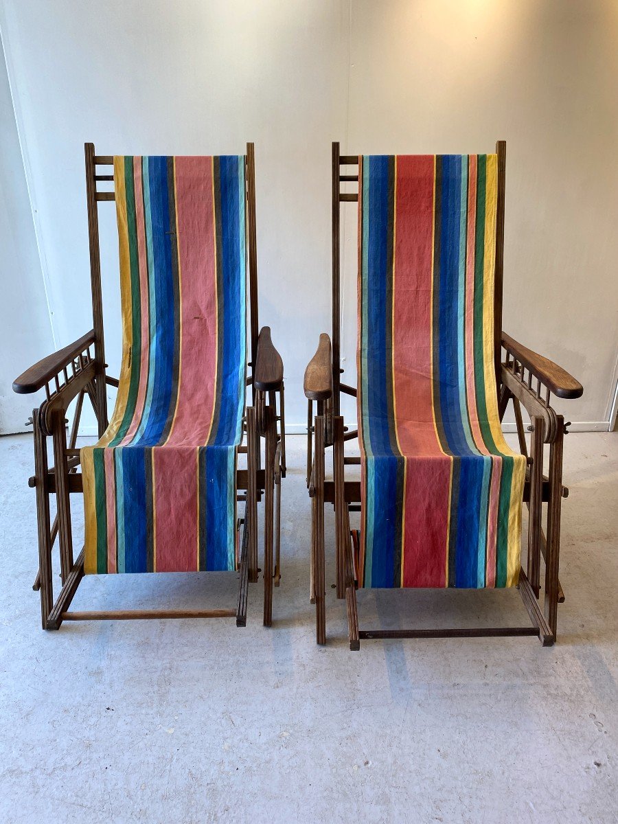 Fauteuils Transats Jardin Chaises Longues Vers 1930 Art Déco