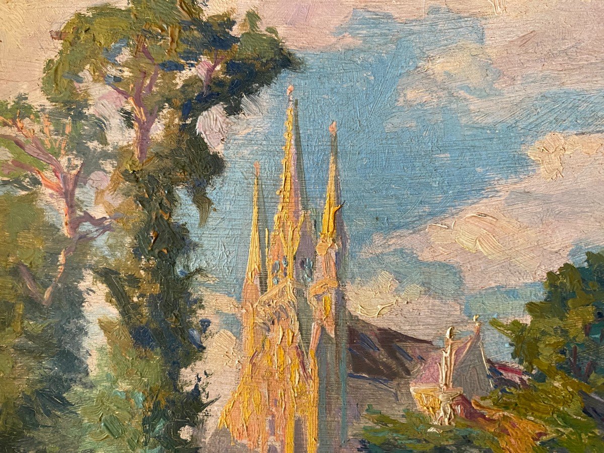 Arthur Midy Lavandières Le Faouët Huile Sur Panneau Vers 1900 Bretagne Paysage-photo-2