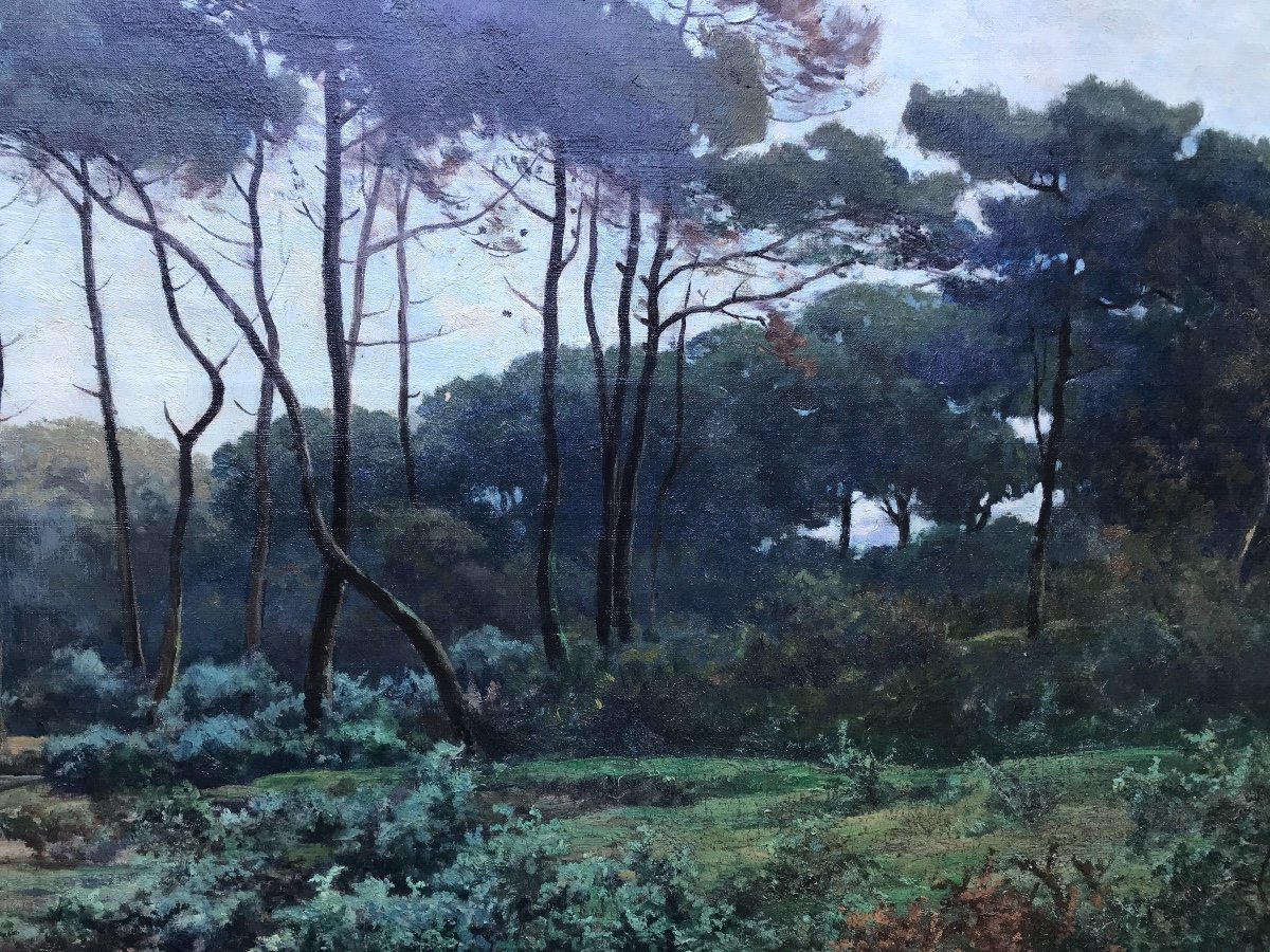 Eugene Vergez. Oil On Canvas. Landes. Breton Landscape. Brittany.-photo-3