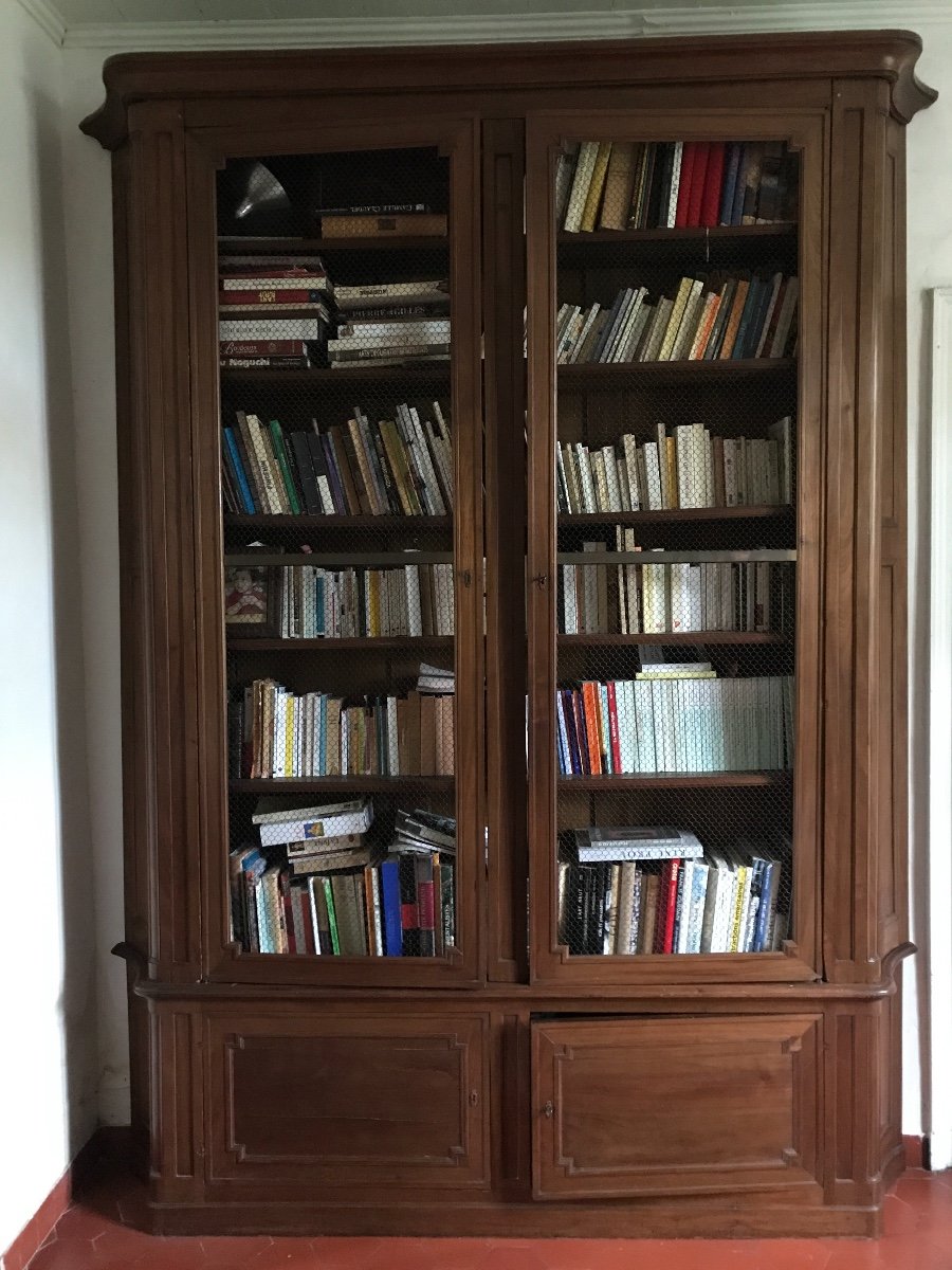 Important Parquet Library, Port Work, Bordeaux Mahogany, 18th Century.
