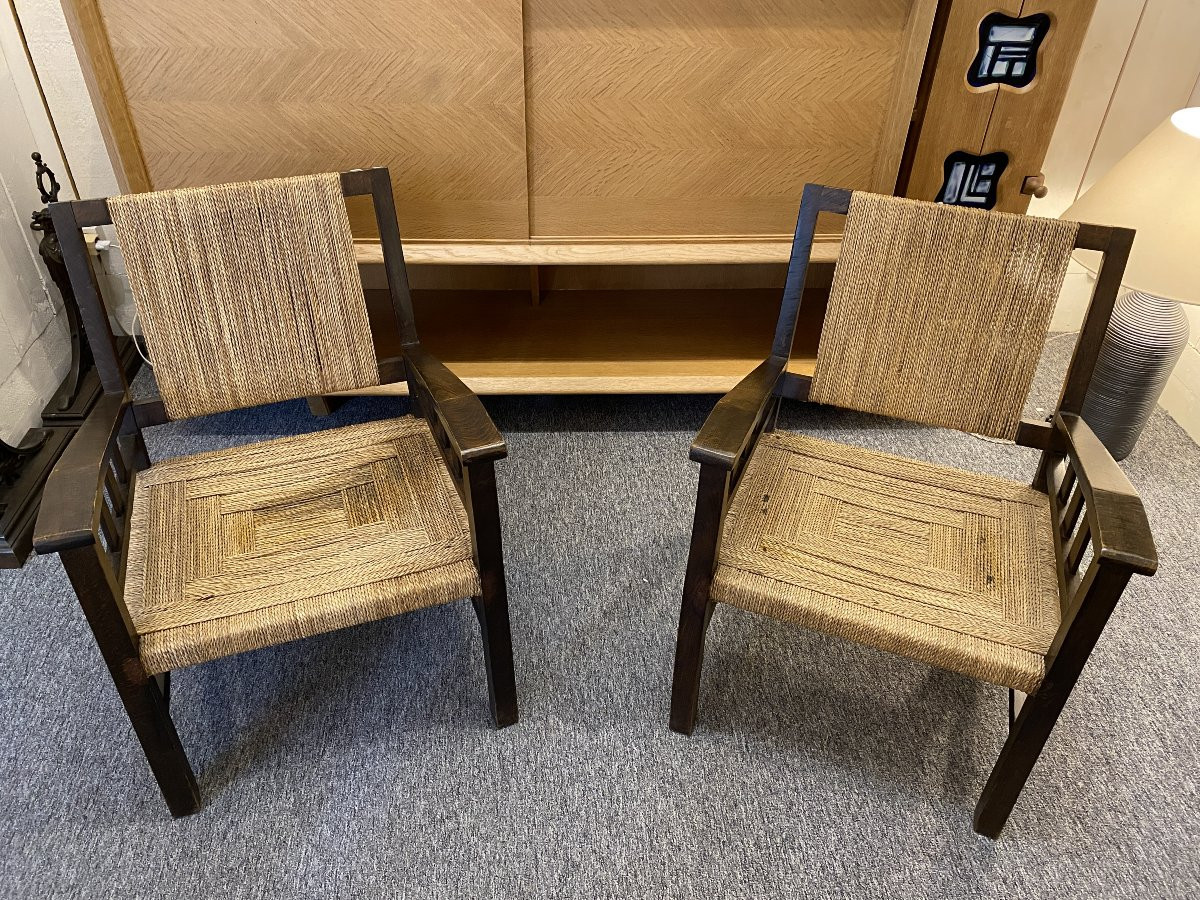 Paire De Fauteuils Signés Francis Jourdain 1925 Art Déco Design France-photo-4