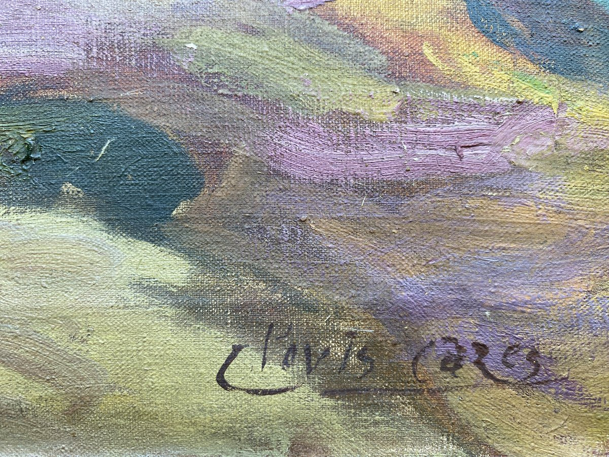 Clovis Cazes Peinture Paysage Méditerranéen Scène Bord De Mer Huile Sur Toile  Vers 1900-photo-2