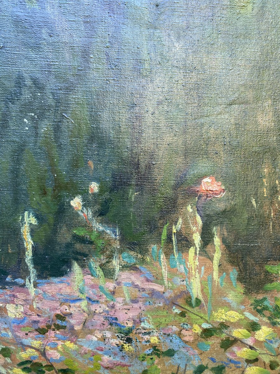Clovis Cazes Painting Landscape Garden In Spring Oil On Canvas Circa 1900-photo-3