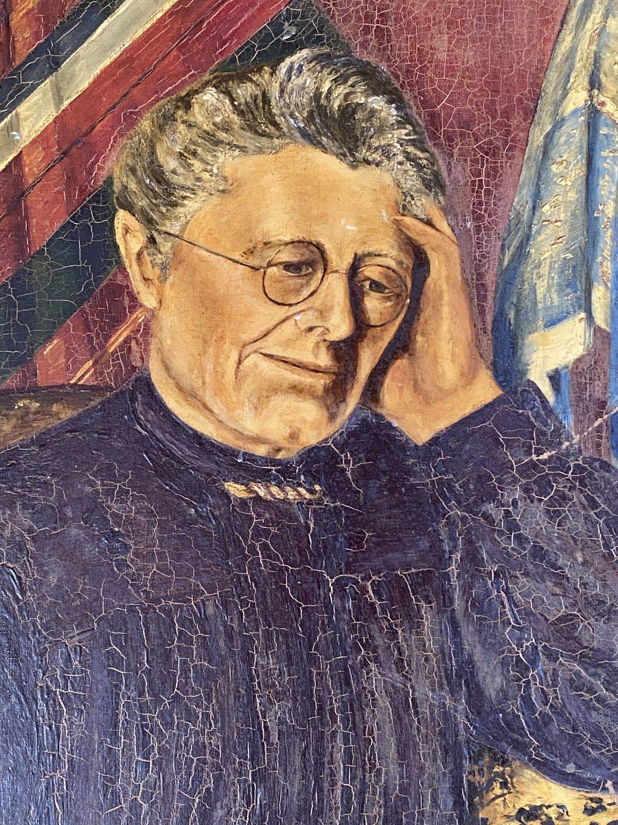 Portrait Femme Vieillesse Huile sur toile signée Matkulenska datée janvier 1942 France-photo-4