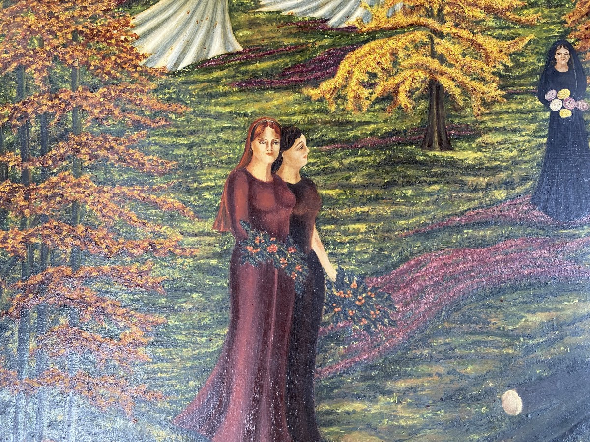 Animated Scene Allegory Of Autumn Floral Composition Matkulenska 1948 Oil On Canvas-photo-3