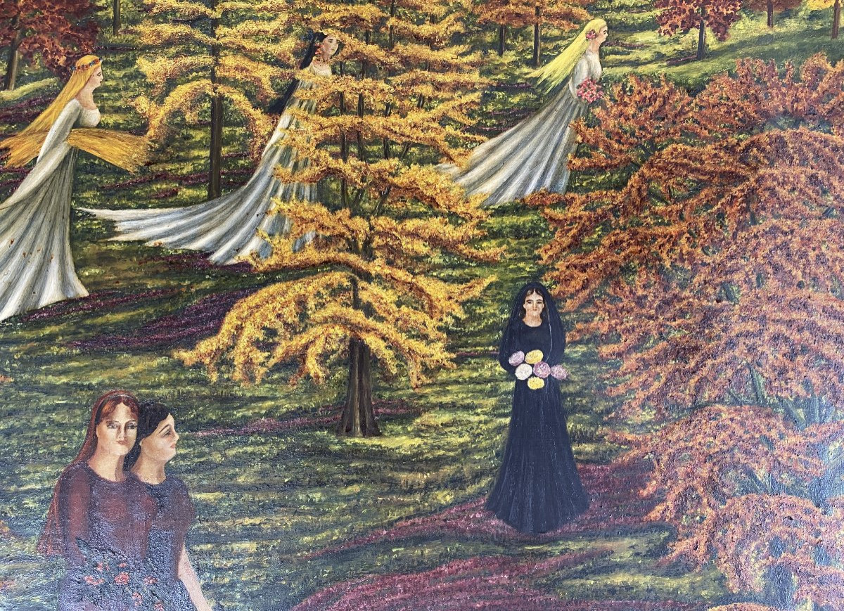 Animated Scene Allegory Of Autumn Floral Composition Matkulenska 1948 Oil On Canvas-photo-1
