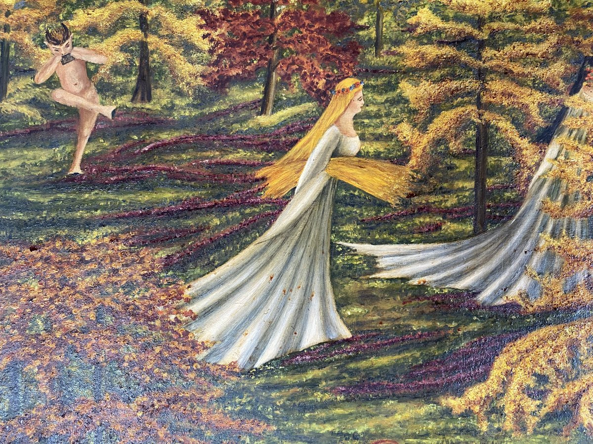 Animated Scene Allegory Of Autumn Floral Composition Matkulenska 1948 Oil On Canvas-photo-2