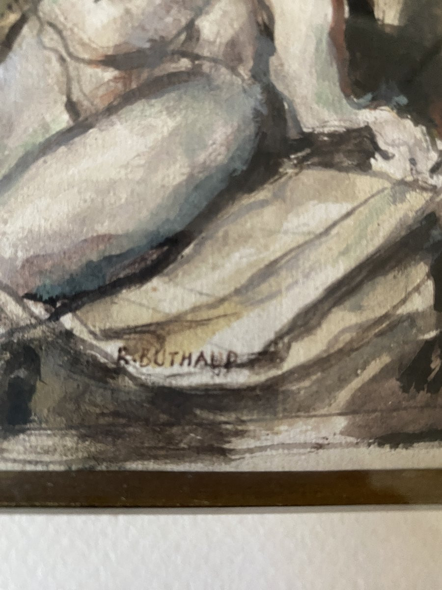 René Buthaud Study Of A Female Figure Gouache And Ink On Paper Circa 1960 Framed By E. Bouche-photo-4