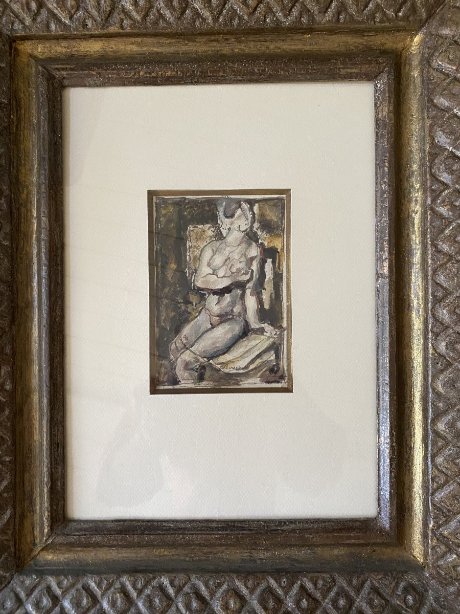 René Buthaud Study Of A Female Figure Gouache And Ink On Paper Circa 1960 Framed By E. Bouche-photo-2