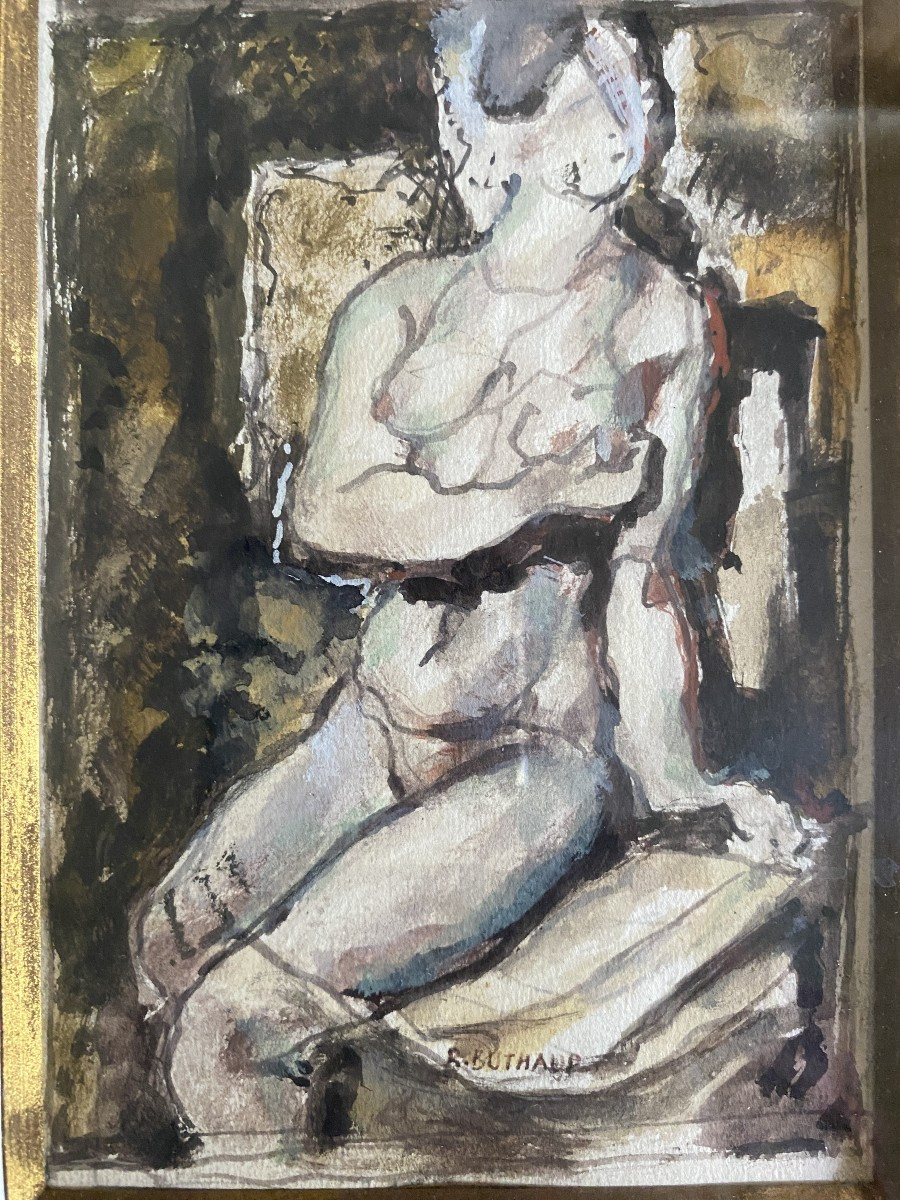 René Buthaud Study Of A Female Figure Gouache And Ink On Paper Circa 1960 Framed By E. Bouche