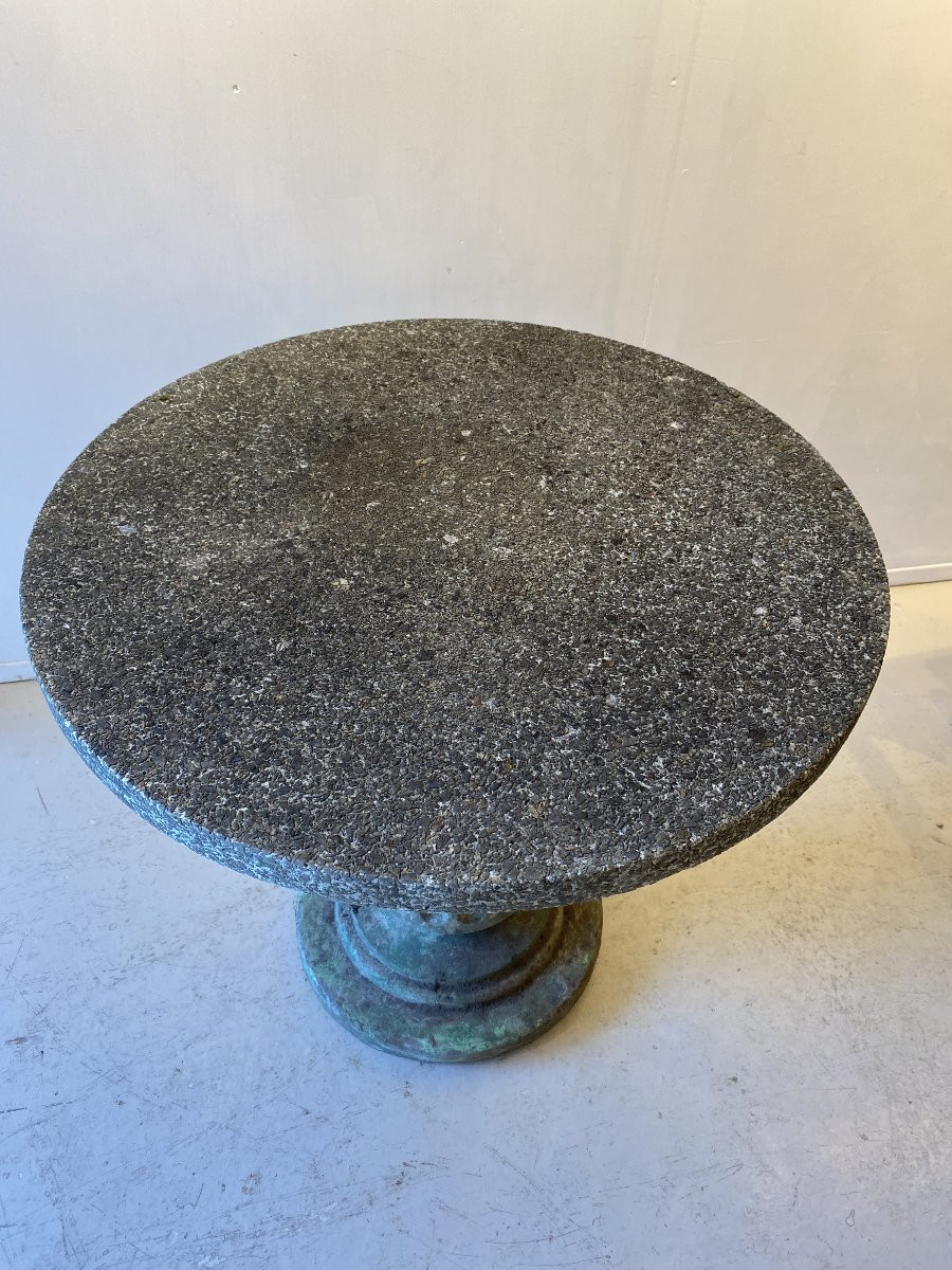 Neo-classical Louis XVI Pedestal Table, 20th Century, Cement Top, Granito, Terry/rock Taste-photo-2