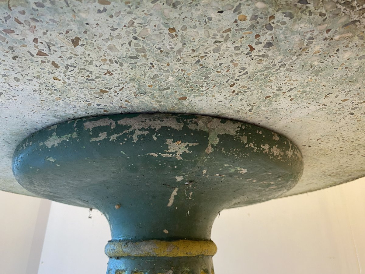 Neo-classical Louis XVI Pedestal Table, 20th Century, Cement Top, Granito, Terry/rock Taste-photo-3