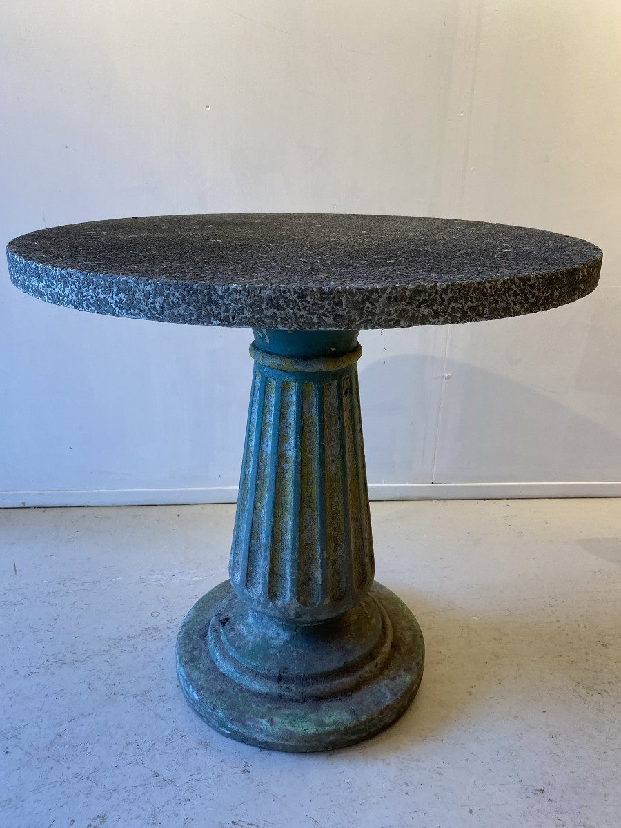 Neo-classical Louis XVI Pedestal Table, 20th Century, Cement Top, Granito, Terry/rock Taste