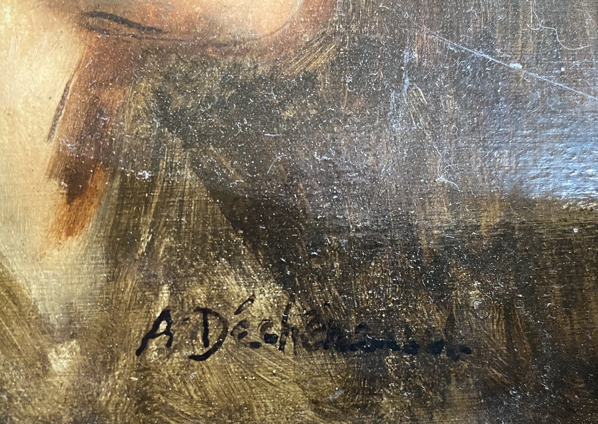 A. Déchenaud Portrait de femme 19ème siècle Cadre Italien 16ème siècle (2nd Grand Prix 1891)-photo-2