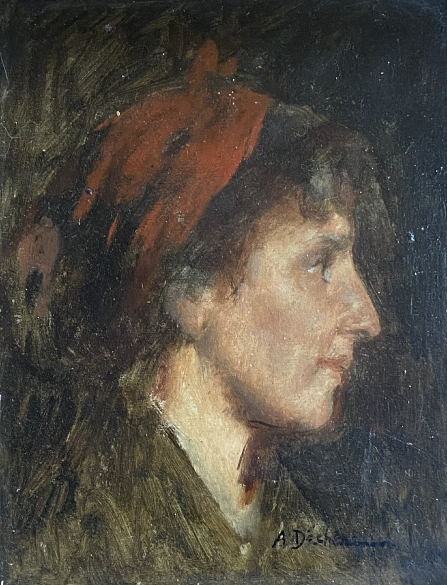 A. Déchenaud Portrait de femme 19ème siècle Cadre Italien 16ème siècle (2nd Grand Prix 1891)-photo-3