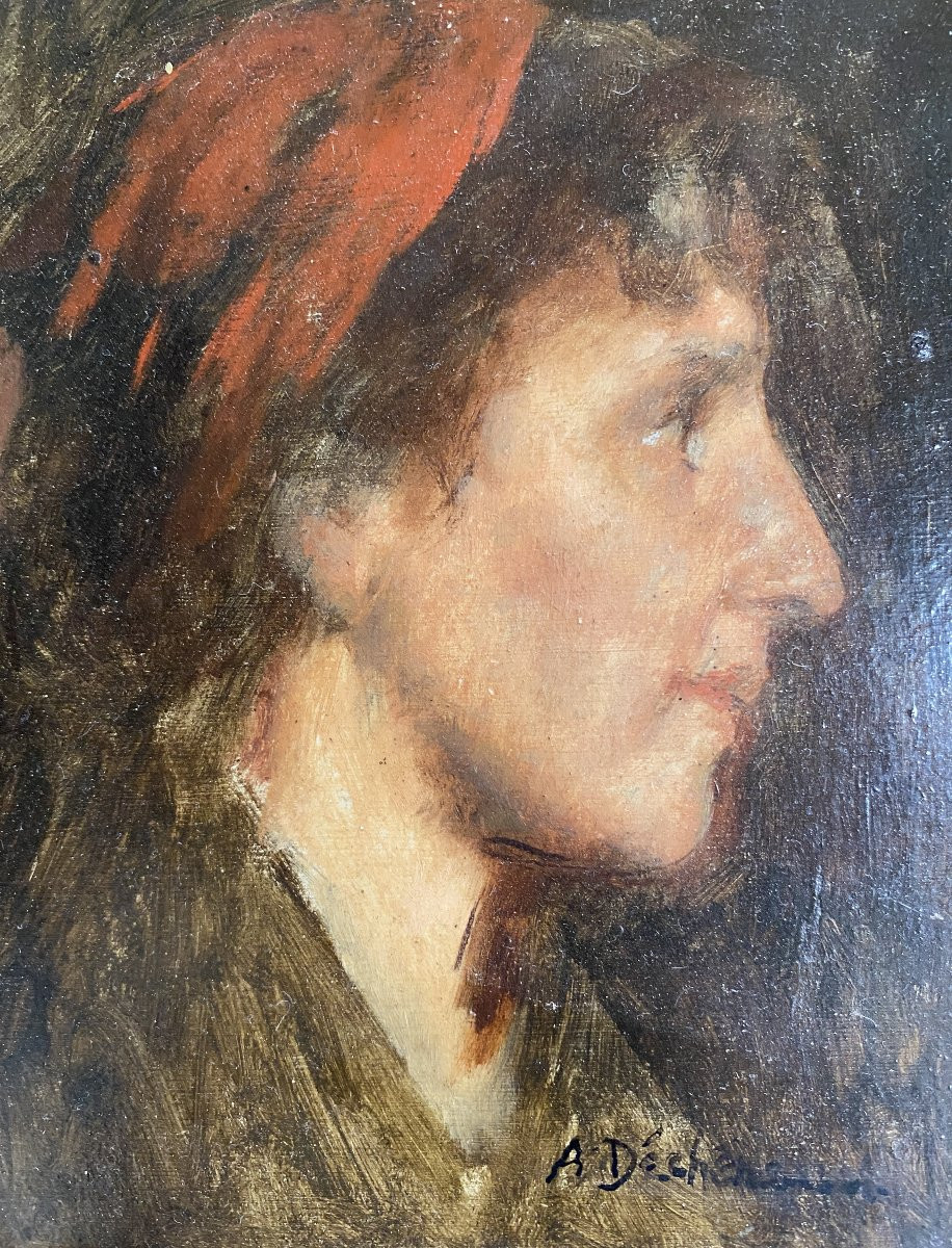 A. Déchenaud Portrait de femme 19ème siècle Cadre Italien 16ème siècle (2nd Grand Prix 1891)-photo-4