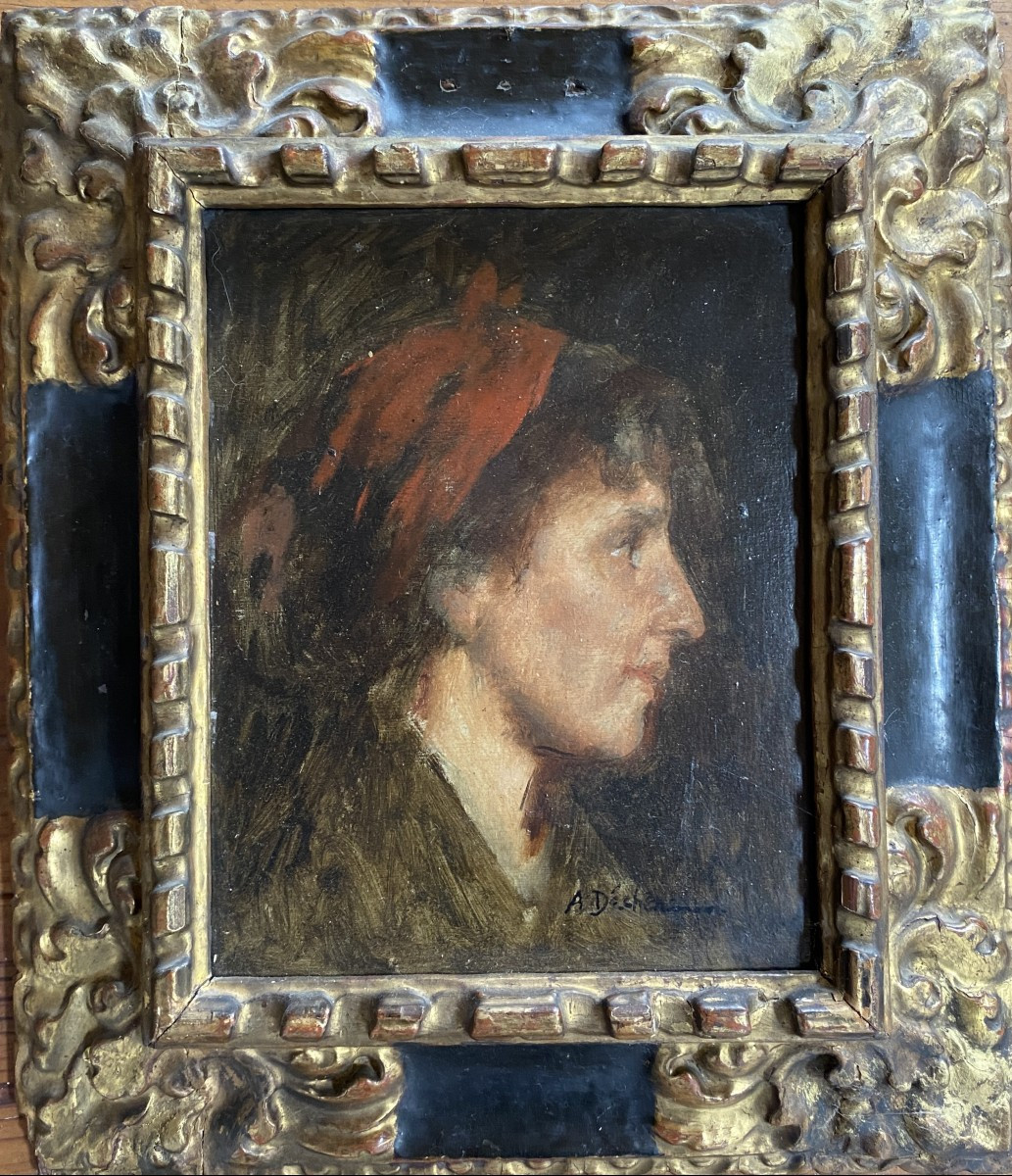 A. Déchenaud Portrait de femme 19ème siècle Cadre Italien 16ème siècle (2nd Grand Prix 1891)
