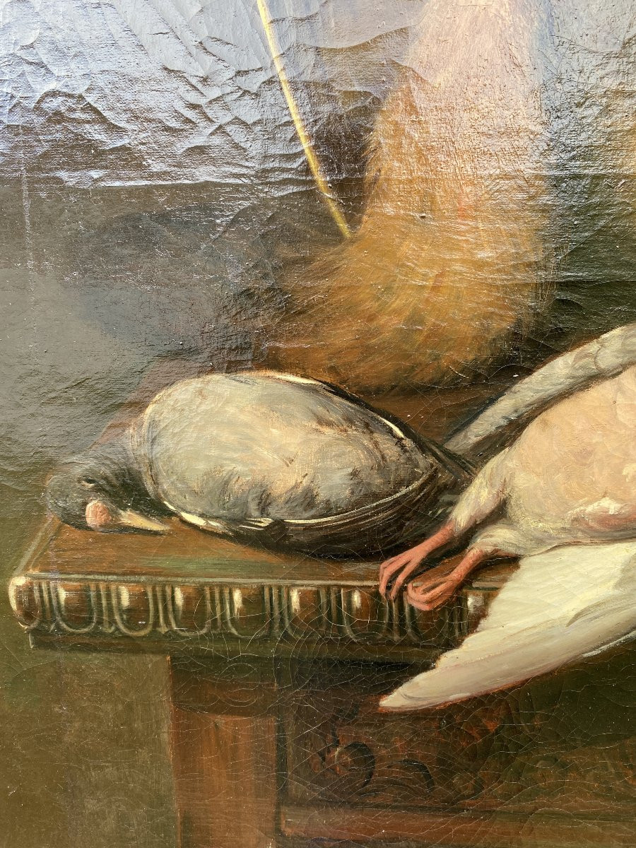 Mugnier / Munier Nature Morte Retour de Chasse XIXème Siècle Huile sur Toile Beaux Arts Paris-photo-2