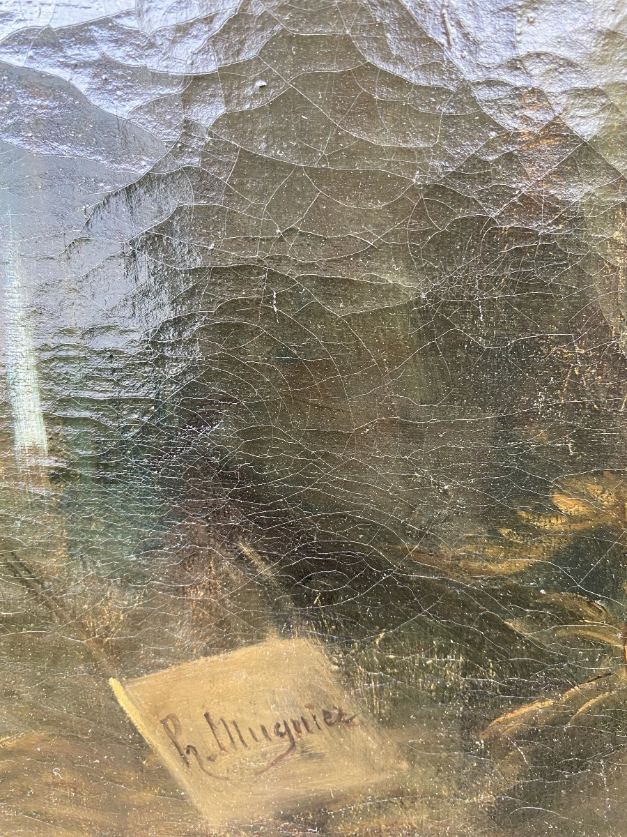 Mugnier / Munier Nature Morte Retour de Chasse XIXème Siècle Huile sur Toile Beaux Arts Paris-photo-4