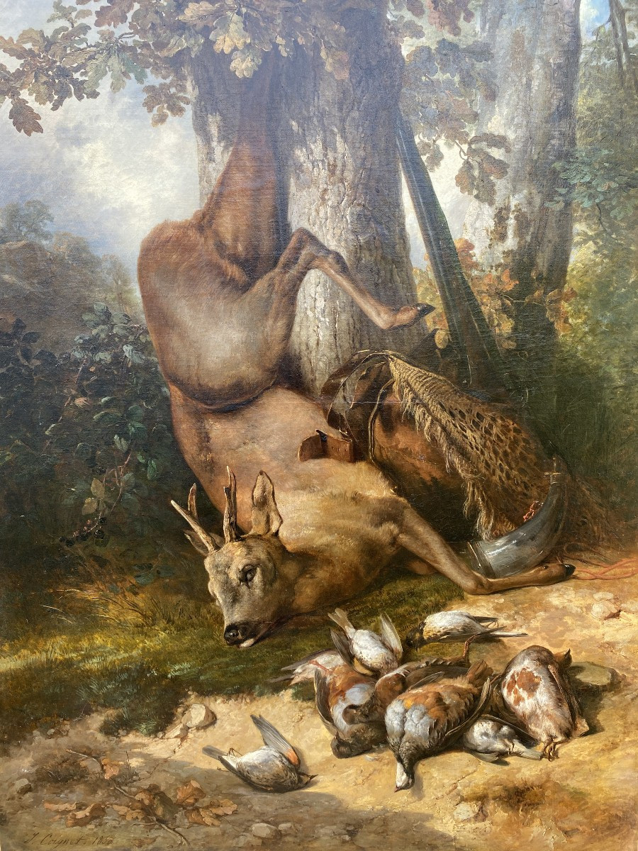 Jules Coignet (1798-1860) Nature Morte au chevreuil Huile sur toile 1950 Paris