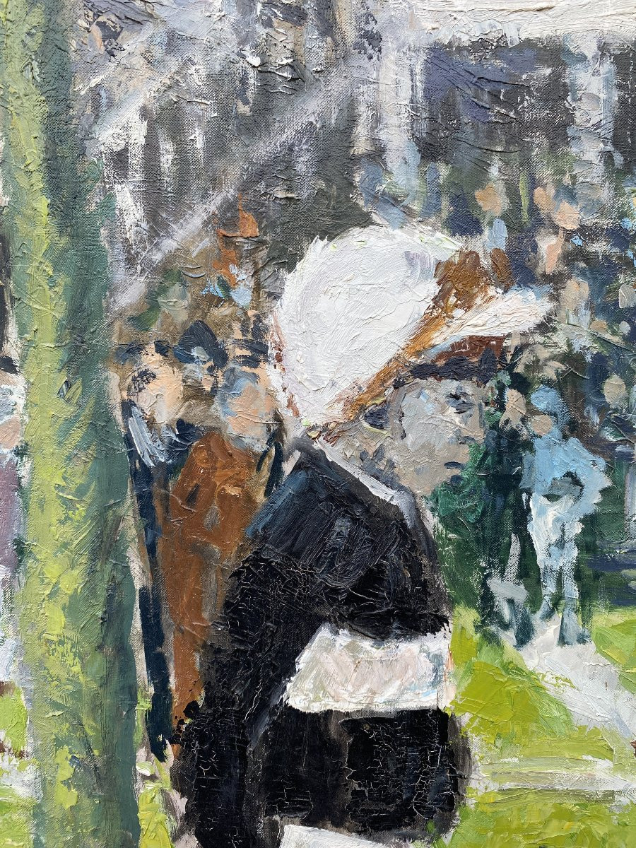 René Galant Course Hippique à Longchamp Huile sur toile 1974-photo-2