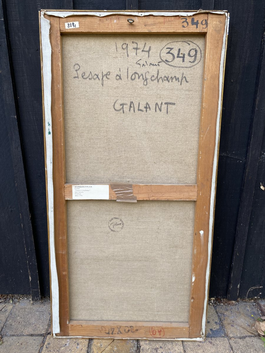 René Galant Course Hippique à Longchamp Huile sur toile 1974-photo-3