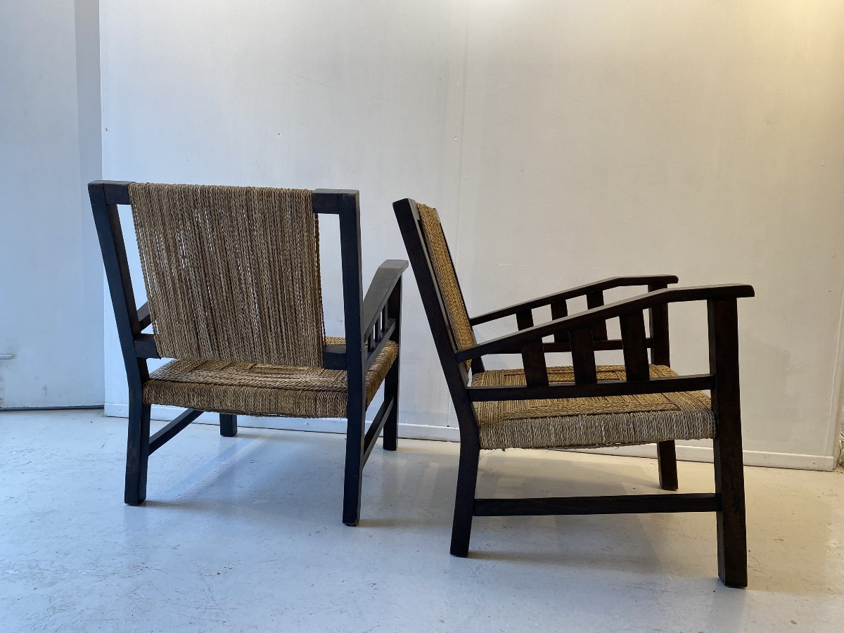 Pair Of Armchairs Signed Francis Jourdain 1925 Art Deco Design France-photo-2