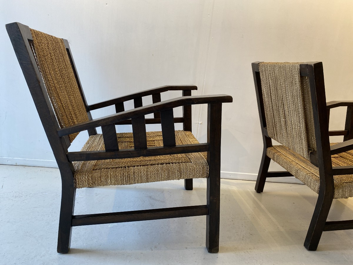 Pair Of Armchairs Signed Francis Jourdain 1925 Art Deco Design France-photo-3