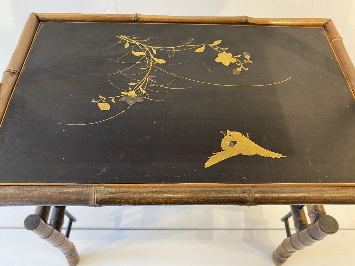 Japanese-style Shelf In The Style Of Vibert Or Viardot, 1895, France, Reed Lacquer, Gold-photo-2