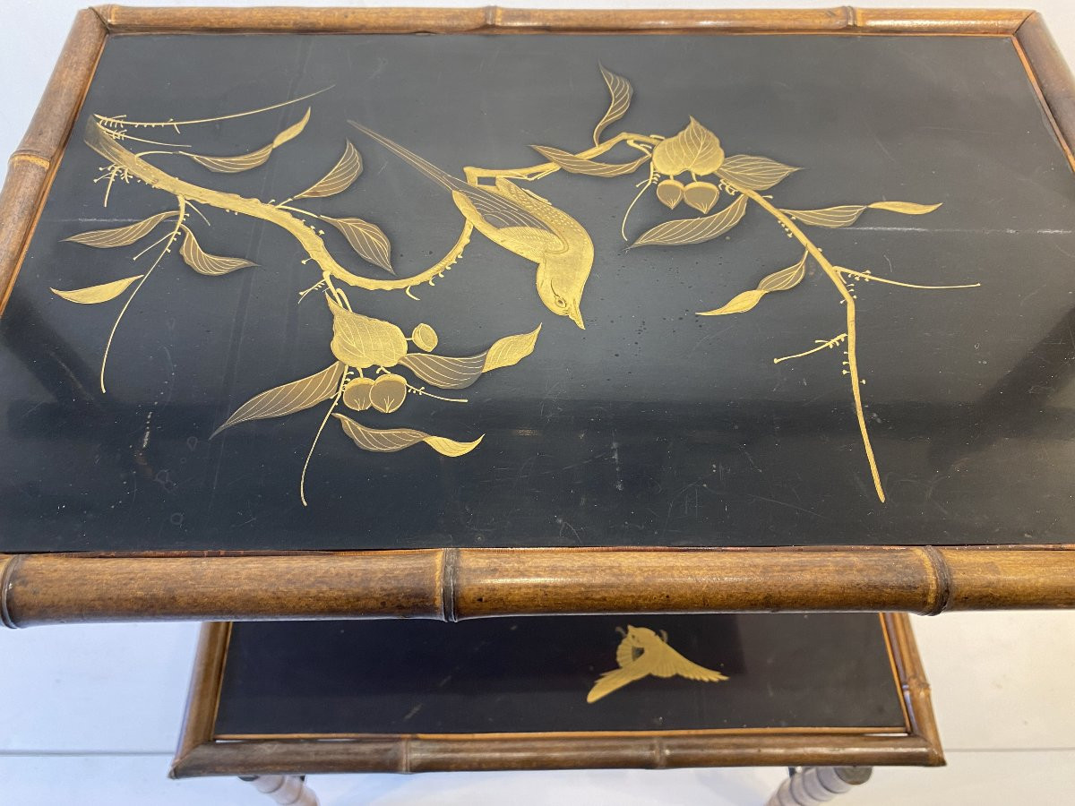 Japanese-style Shelf In The Style Of Vibert Or Viardot, 1895, France, Reed Lacquer, Gold-photo-4