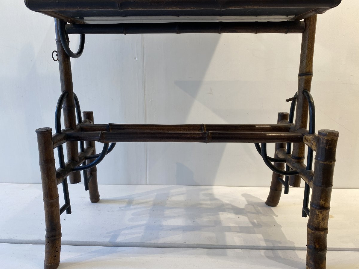 Japanese-style Shelf In The Style Of Vibert Or Viardot, 1895, France, Reed Lacquer, Gold-photo-1