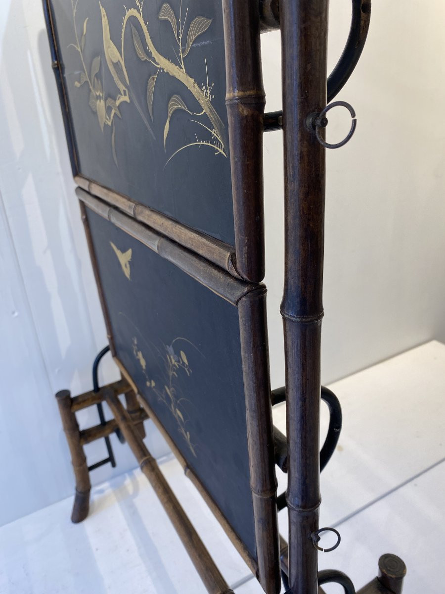 Japanese-style Shelf In The Style Of Vibert Or Viardot, 1895, France, Reed Lacquer, Gold-photo-4