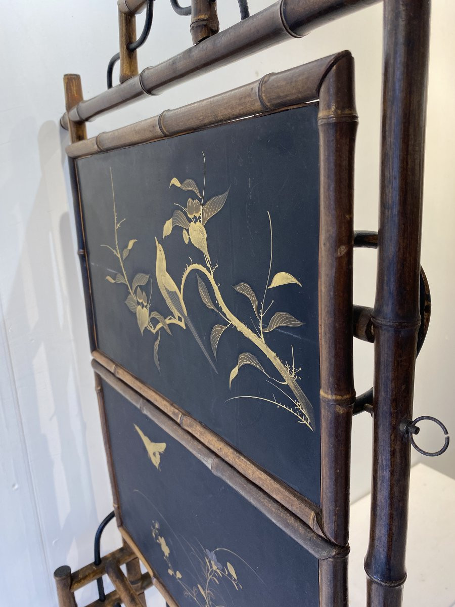 Japanese-style Shelf In The Style Of Vibert Or Viardot, 1895, France, Reed Lacquer, Gold-photo-5