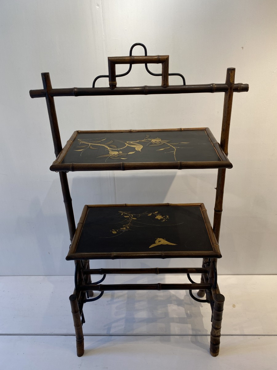 Japanese-style Shelf In The Style Of Vibert Or Viardot, 1895, France, Reed Lacquer, Gold