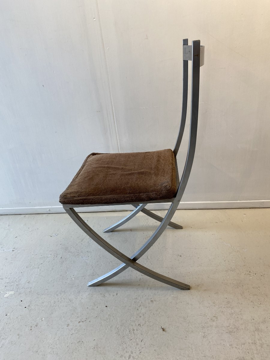 French Design Office Chair From The 1970s In The Style Of Maria Pergay. Brushed Steel.-photo-3