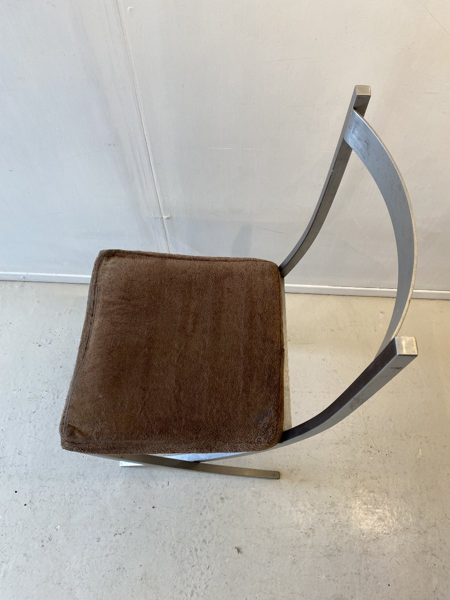 French Design Office Chair From The 1970s In The Style Of Maria Pergay. Brushed Steel.-photo-4