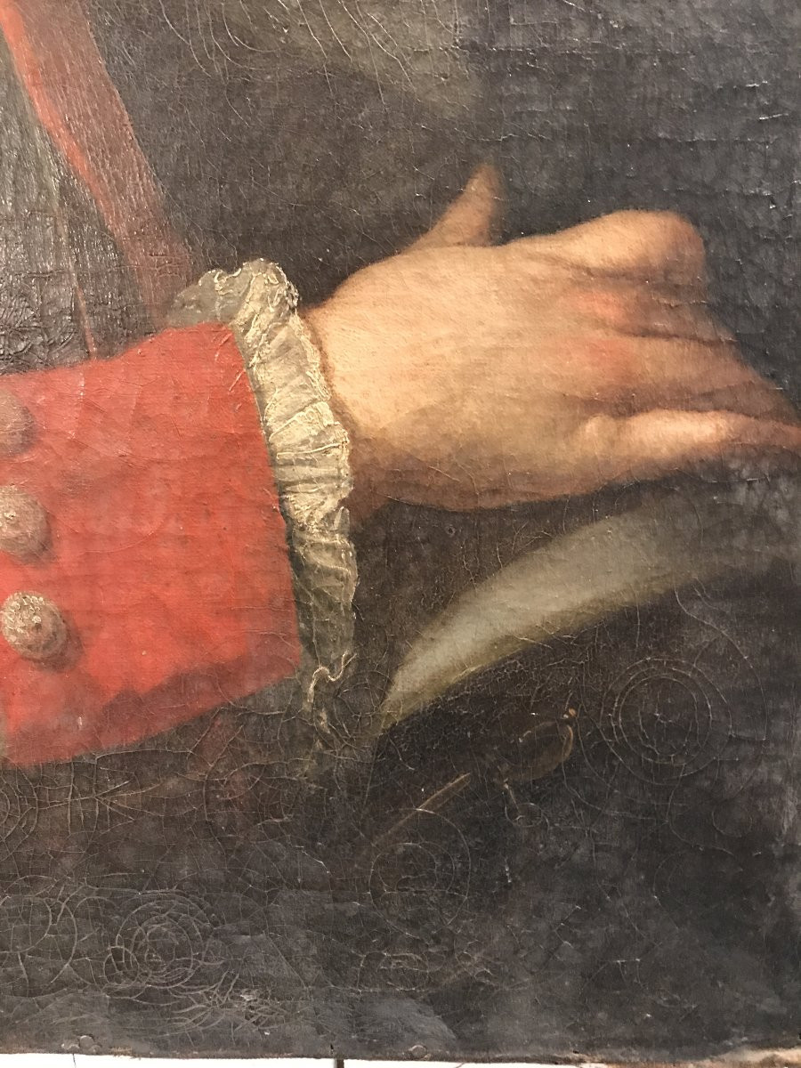 Portrait ancien de Louis XV entourage de Hyacinthe Rigaud Royauté huile sur toile XVIIIème.-photo-4