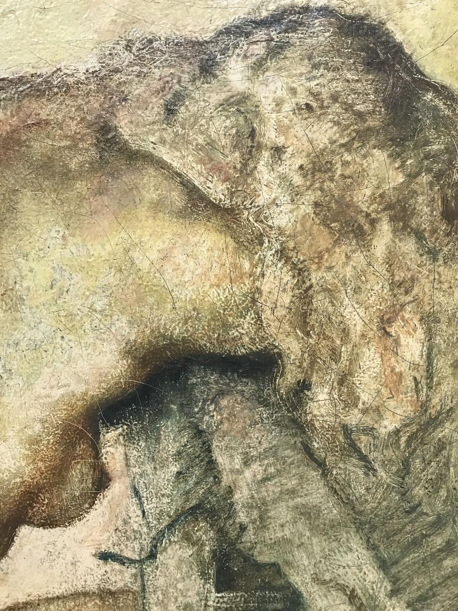 Emile Baes, Huile sur toile. Nu féminin vers 1930. Ecole Belge.-photo-3