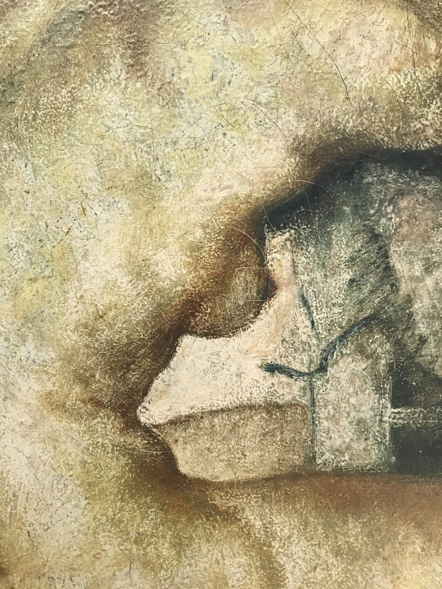 Emile Baes, Huile sur toile. Nu féminin vers 1930. Ecole Belge.-photo-4