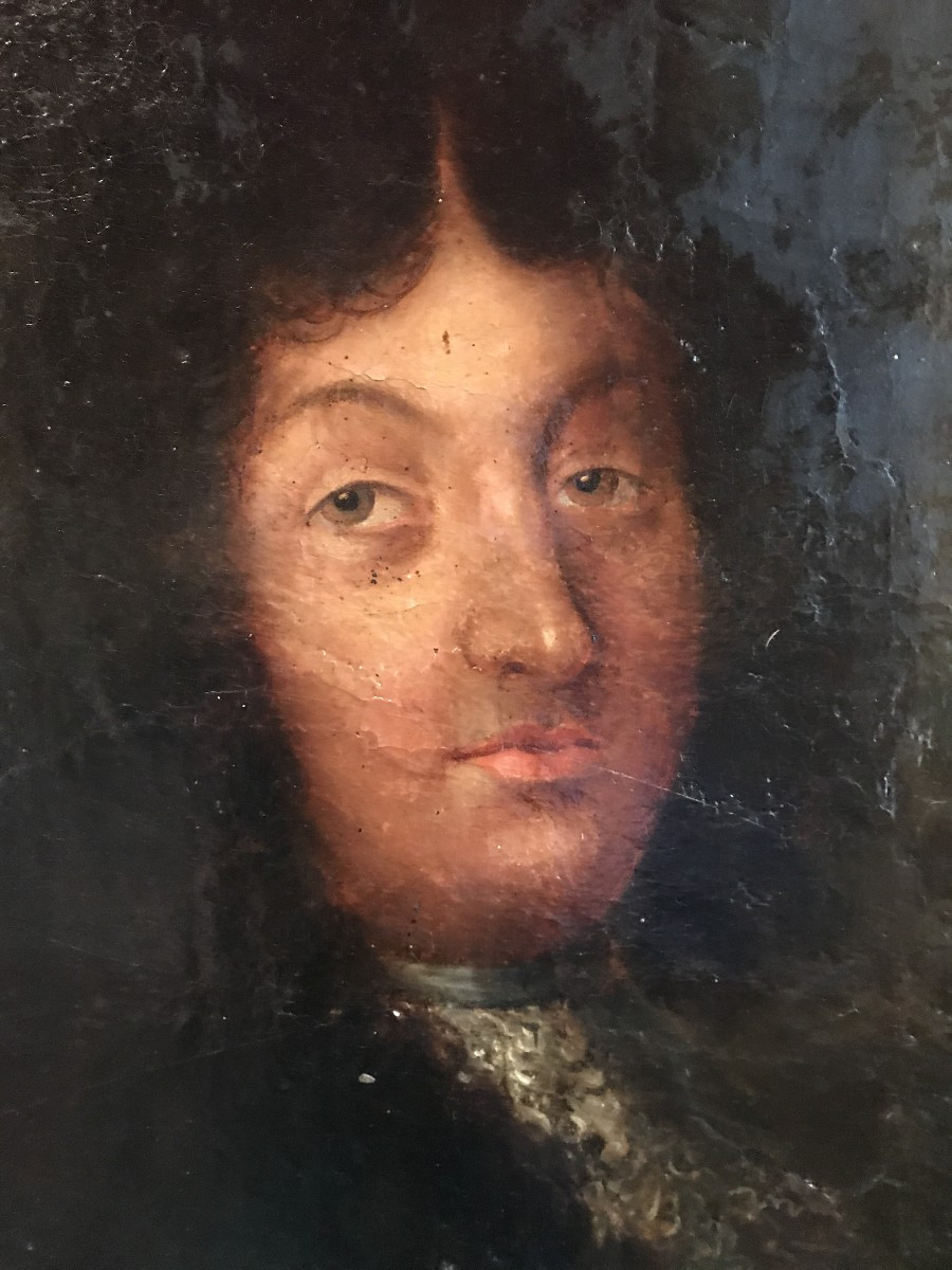 Hyacinthe Rigaud, Portrait Of Louis XIV. Important Antique Portrait. Original Canvas. Royalty.-photo-2