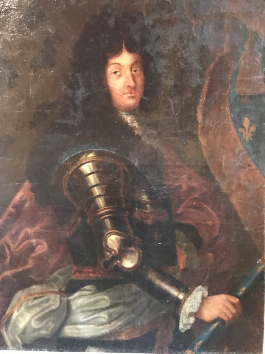 Hyacinthe Rigaud, Portrait Of Louis XIV. Important Antique Portrait. Original Canvas. Royalty.-photo-2