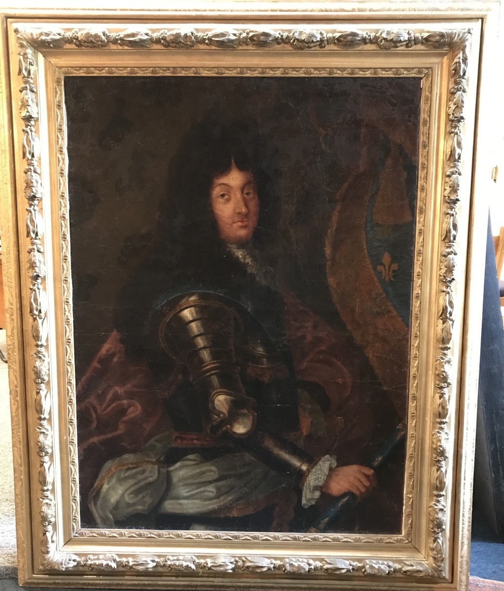Hyacinthe Rigaud, Portrait Of Louis XIV. Important Antique Portrait. Original Canvas. Royalty.