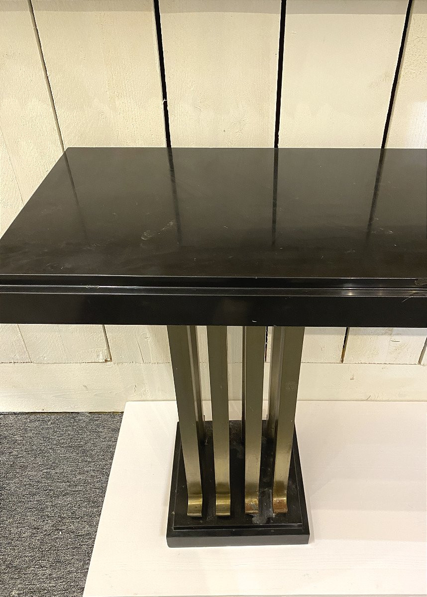 Console d'applique Art Déco 1930 Dans le Goût de Raymond Subes France Marbre et Fer Battu-photo-4