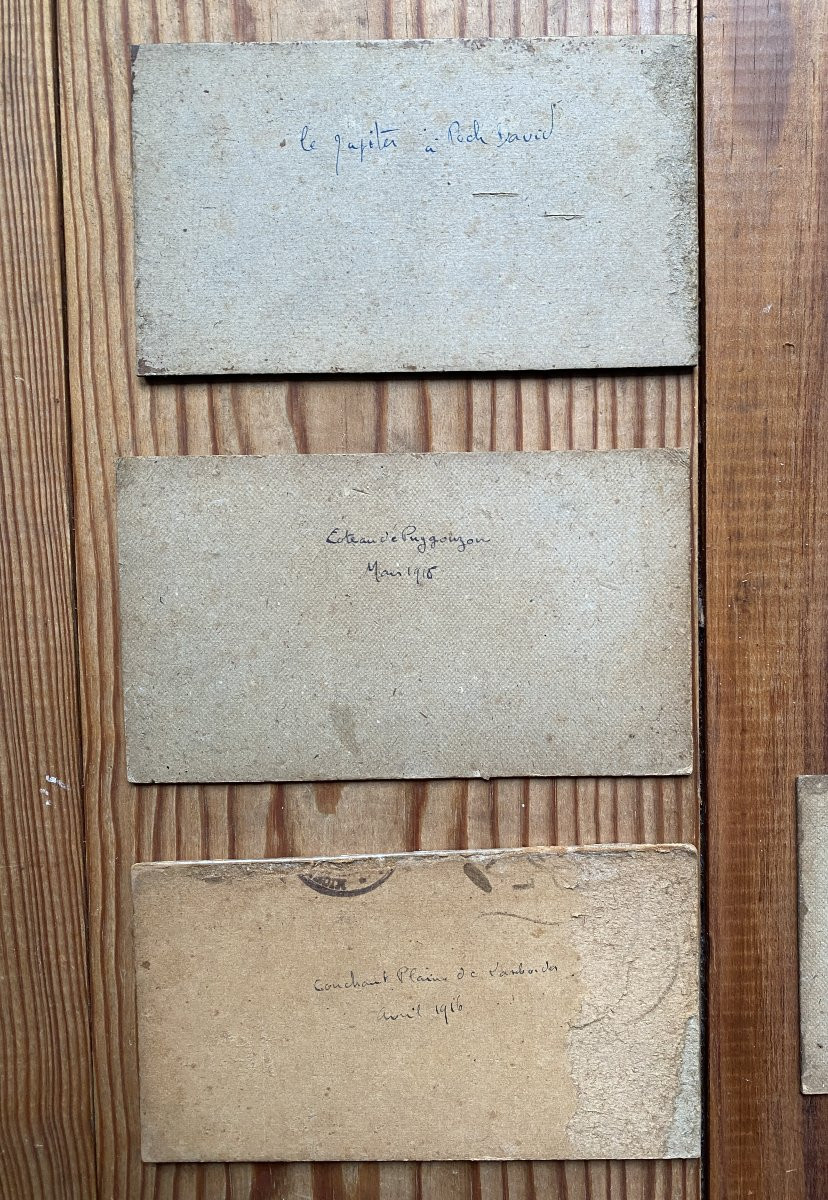 Landscape Painting, Southwest France, Circa 1915. Oils On Cardboard (set Of 5 Small Works)-photo-3